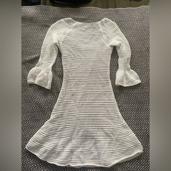 Intermix Mara Flared Open Knit Dress size XS/P white - Picture 3 of 4